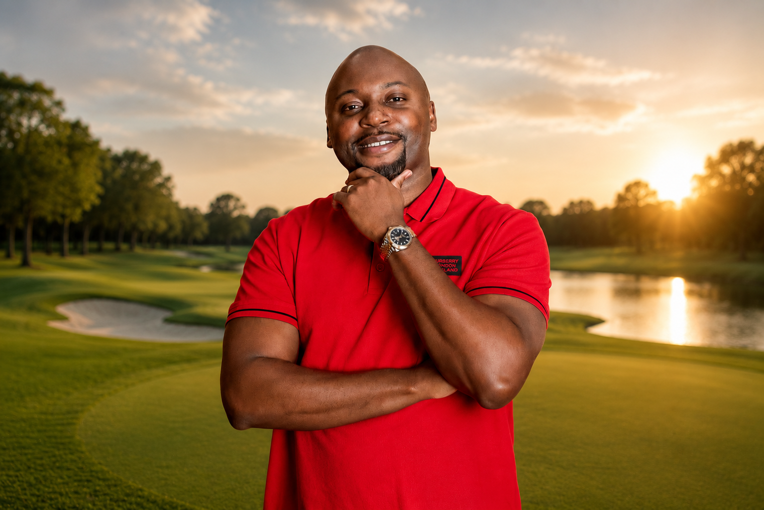 Dr. Wes on a private Houston golf course at sunset